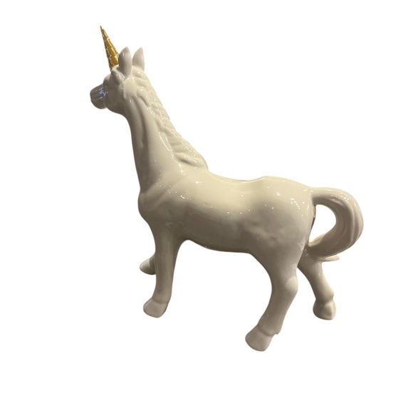 UNICORN White Ceramic Gold Horn 10.5" High x 11.5" Long Unbranded Horse - Picture 3 of 5
